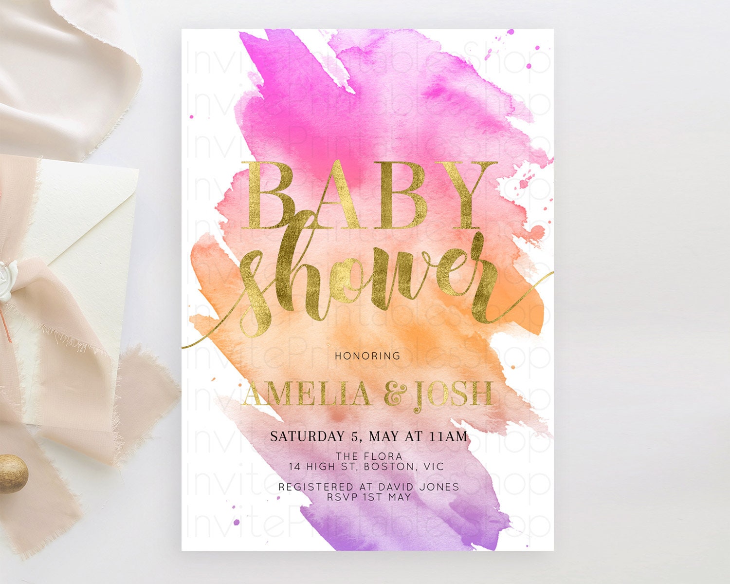 Editable Pastel Baby Shower Invitation Rainbow Baby Shower Invitation Colorf