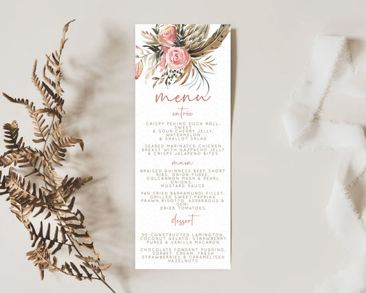 Editable Secret Garden Menu Wildflower Menu Template Pastel Flower Garden Ta