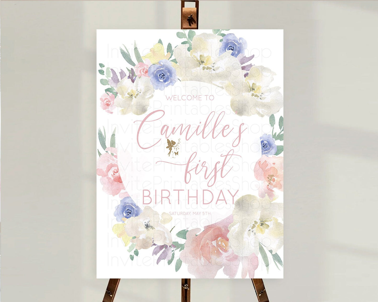 Fairy Welcome Sign Fairy Welcome Board Enchanted Garden Pastel Floral Butterfly Decor Secret Garden First Birthday Welcome Sign D10852
