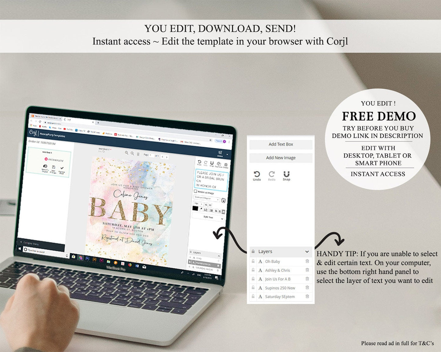 Pastel Baby Shower Invitation Rainbow Baby Shower Invitation Colorful Pastel Watercolor Invitation Gold Glitter Sprinkles Ombre D10263