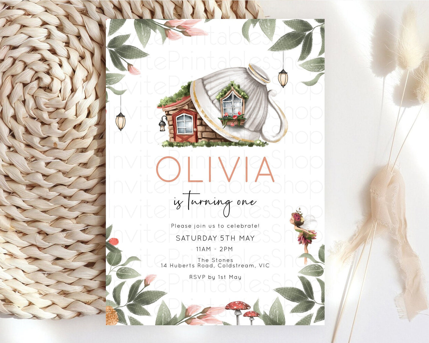 Fairy Birthday Invitation Fairy Invites Fairy Tea Party Fairy Garden Birthday Secret Garden Enchanted Garden Pastel Floral Butterfly D10851