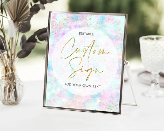 Editable Pastel Sign Ombre Table Sign Decor Pastel Ombre Rainbow Watercolor