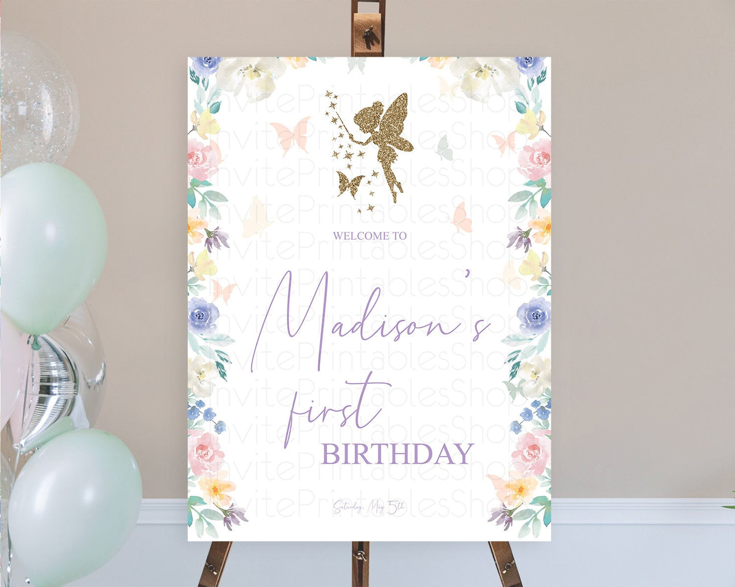 Editable Fairy Welcome Sign Fairy Welcome Board Enchanted Garden Pastel Flor
