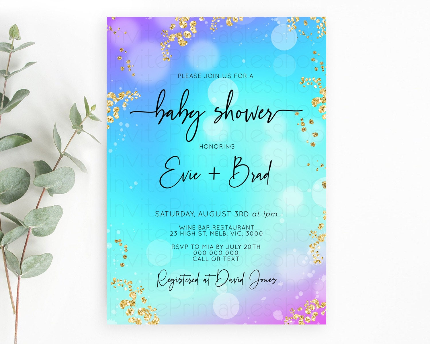 Editable Mermaid Baby Shower invitation Pastel Mermaid Invitation Rainbow Fi