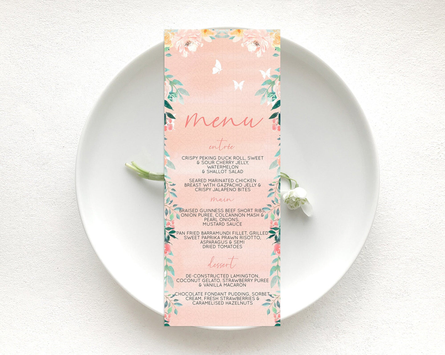 Secret Garden Menu Wildflower Menu Template Pastel Flower Garden Table Decor Boho Floral Dinner Dessert Floral Party Food Menu D10245