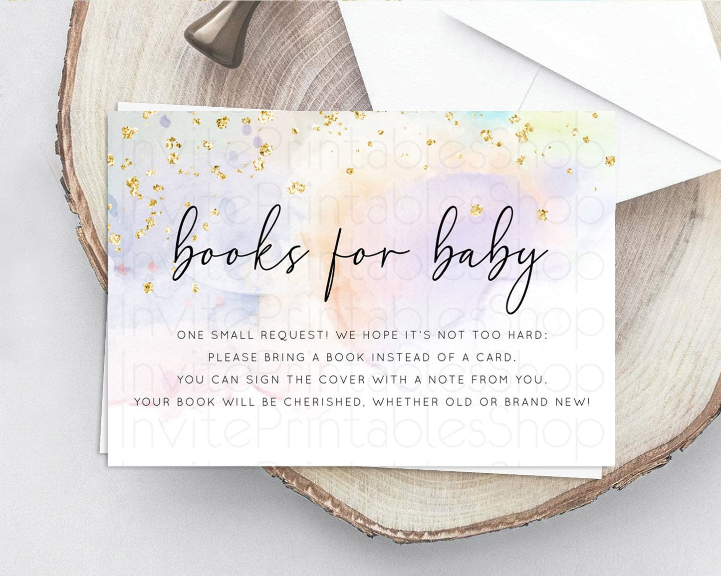Pastel Books For Baby Card Pastel Rainbow Book Insert Colorful Ombre Watercolor Book Card Confetti Glitter Baby Book Poem Request D10769