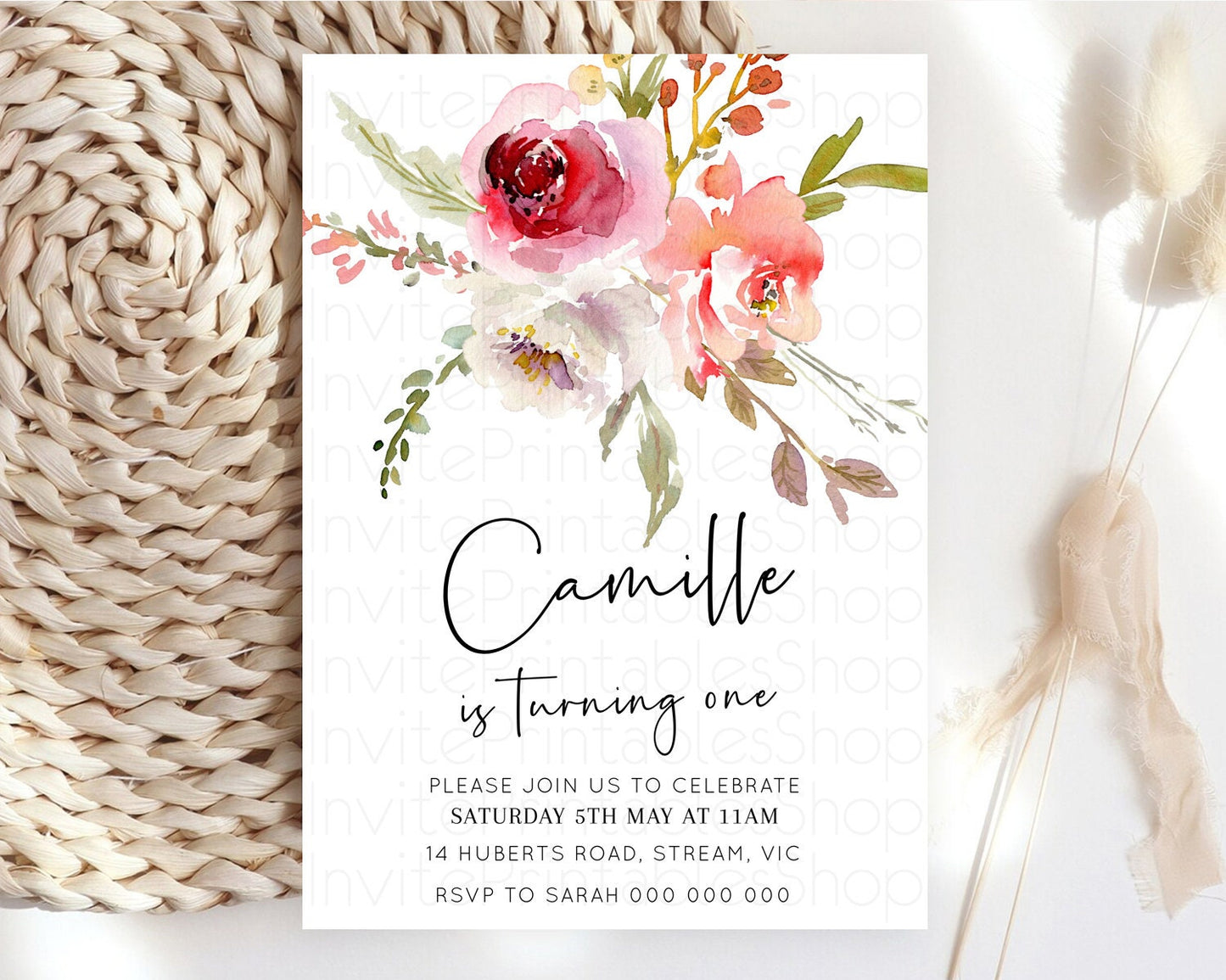 Secret Garden Invitation Wildflower Birthday Invitation Pastel Flowers Invite Enchanted Garden Boho Floral 3rd 2nd First Birthday D10243