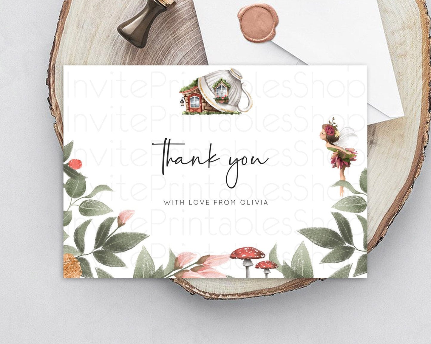 Fairy Thank You Fairy Thank You Card Enchanted Garden Pastel Butterfly Birthday Thank You Floral Secret Garden Teacher Thank You D10851