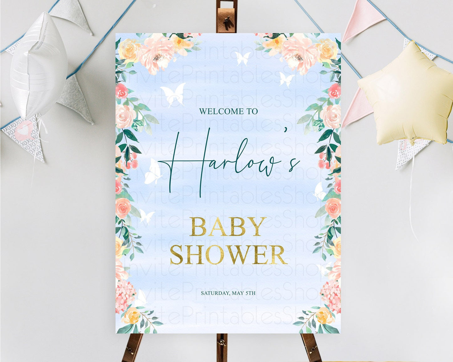 Secret Garden Baby Shower Welcome Sign Wildflower Welcome Board Pastel Flower Garden Welcome Poster Boho Wildflower Welcome Sign D10337