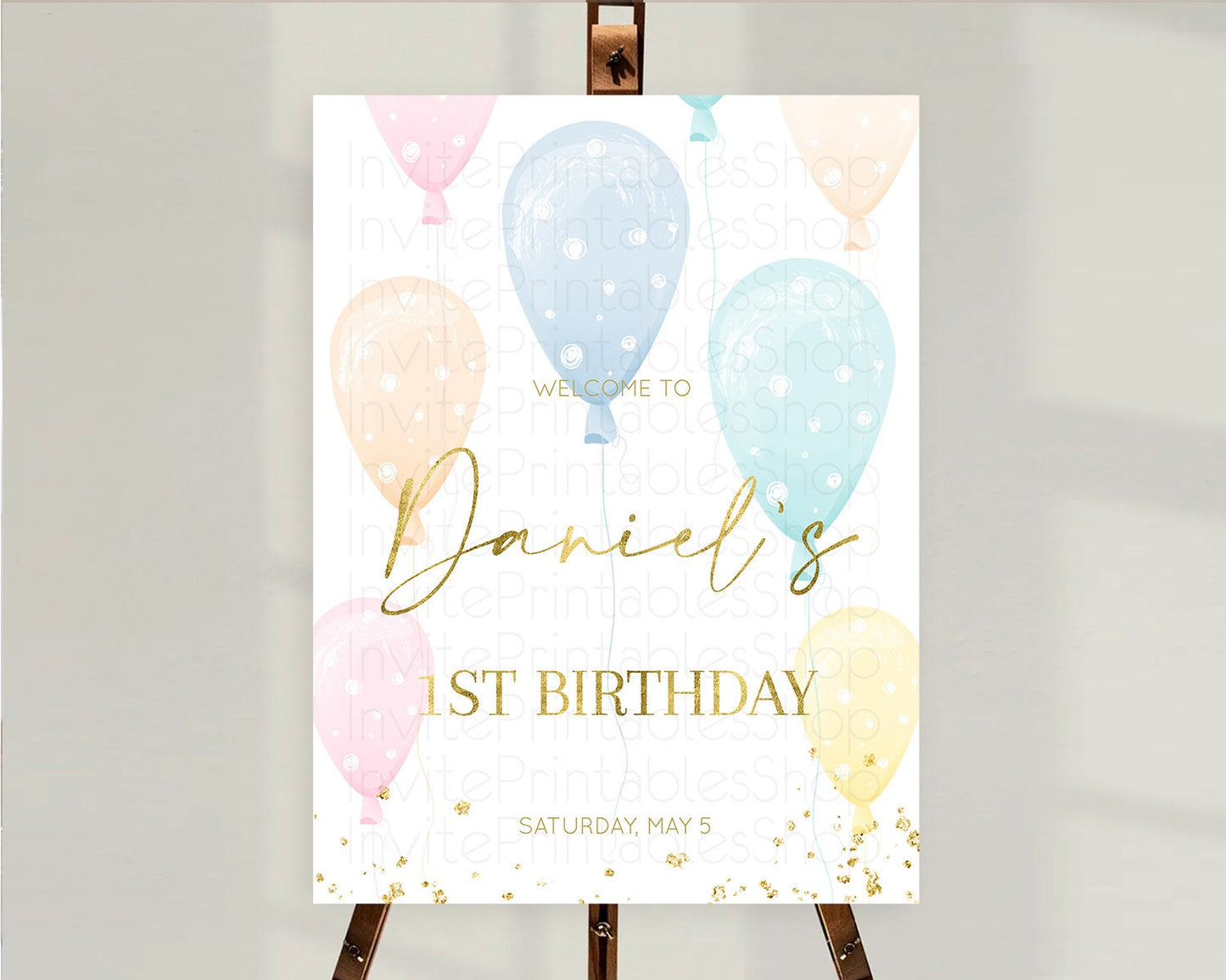 Pastel Balloons Welcome Sign Colorful Balloon Welcome Board Rainbow Balloon Weclome Poster Confetti First Birthday Welcome Sign D10182