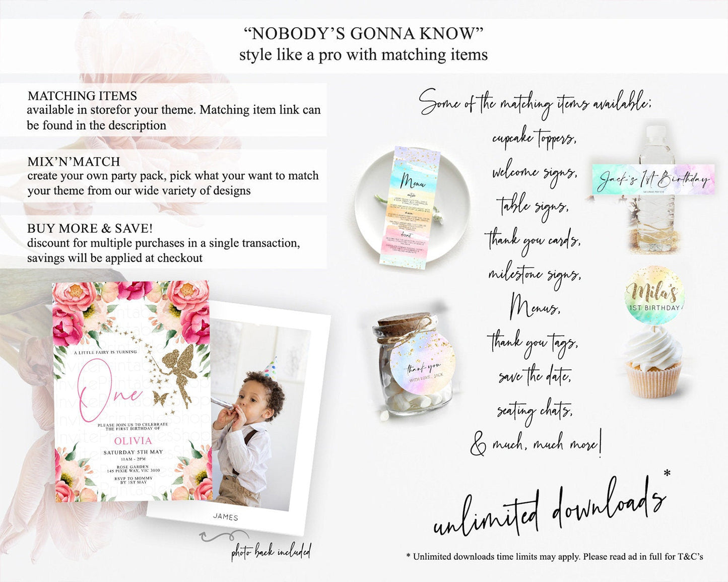 Fairy Birthday Invitation Fairy Invites Fairy Tea Party Fairy Garden Birthday Secret Garden Enchanted Garden Pastel Floral Butterfly D10883