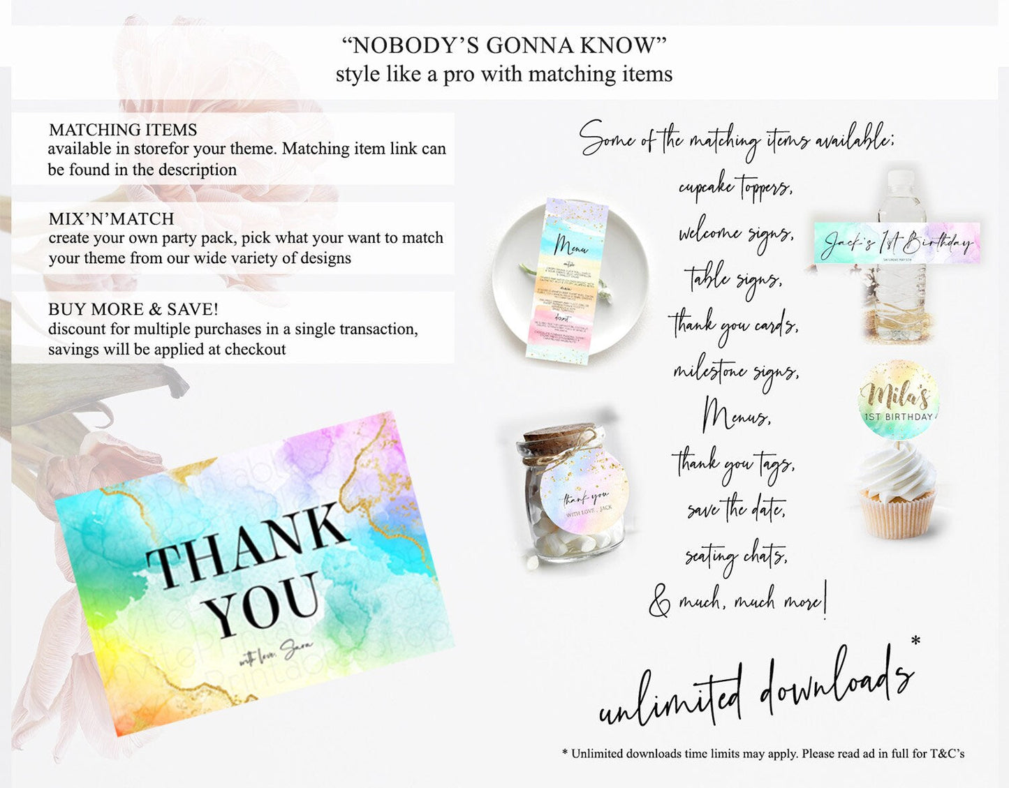 Pastel Thank You Rainbow Thank You Card Colorful Pastel Birthday Thank You Card Confetti Watercolor Pastel Teacher Thank You Cards D10393