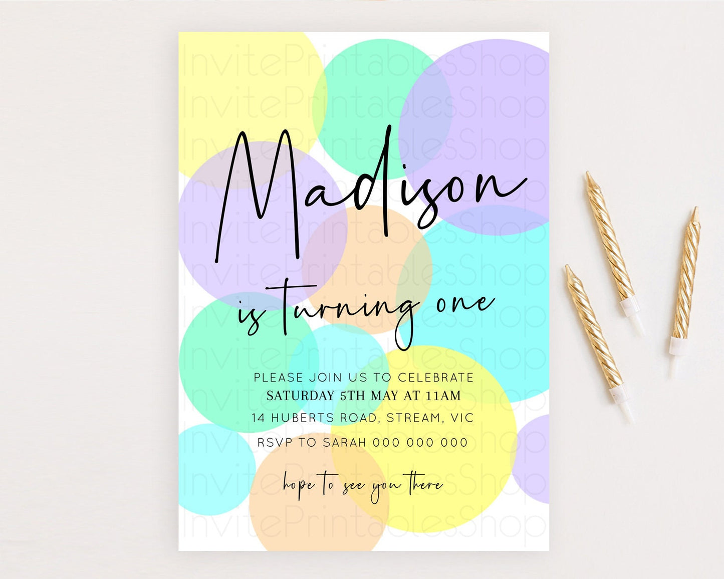 Pastel Birthday Invitation Pastel Confetti Birthday Invitation Bubbles Invitation Colorful Rainbow Confetti 2nd 1st First Birthday D10412