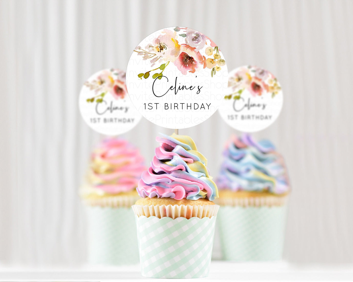 Secret Garden Cupcake Toppers Wildflower Cupcake Toppers Pastel Flowers Cupcake Toppers Enchanted Garden Boho Floral First Birthday D10194