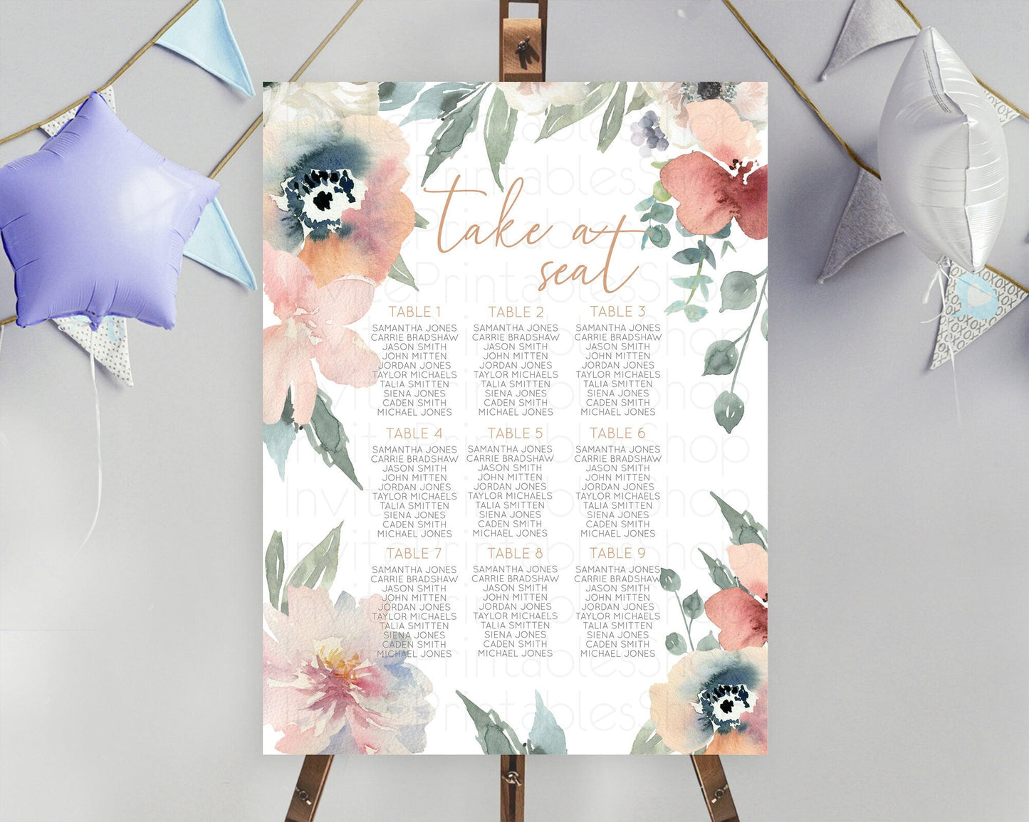 Secret Garden Seating Chart Wildflower Seating Chart Pastel Flowers Seating Chart Enchanted Garden Boho Floral Take A Seat Decor D10787