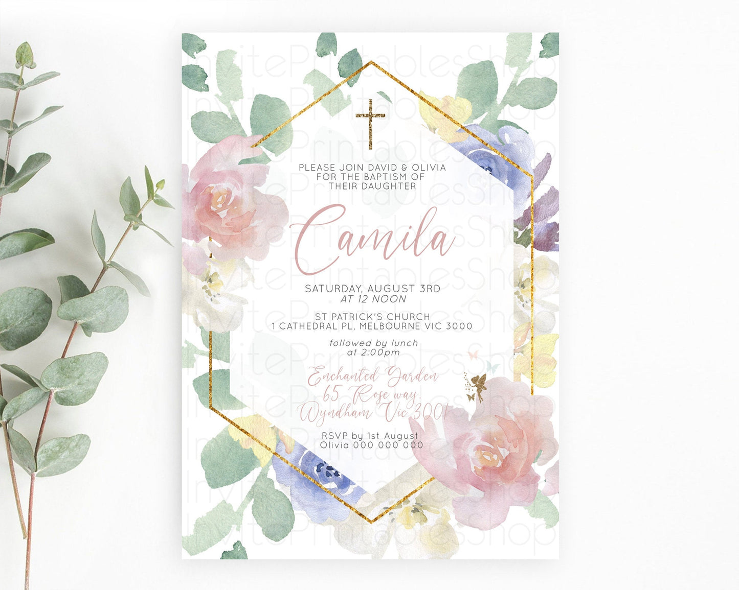 Fairy Baptism Invitation Fairy Baptism 1st Birthday Invitation Enchanted Secret Garden Christening Invite Pastel Floral Butterfly D10294