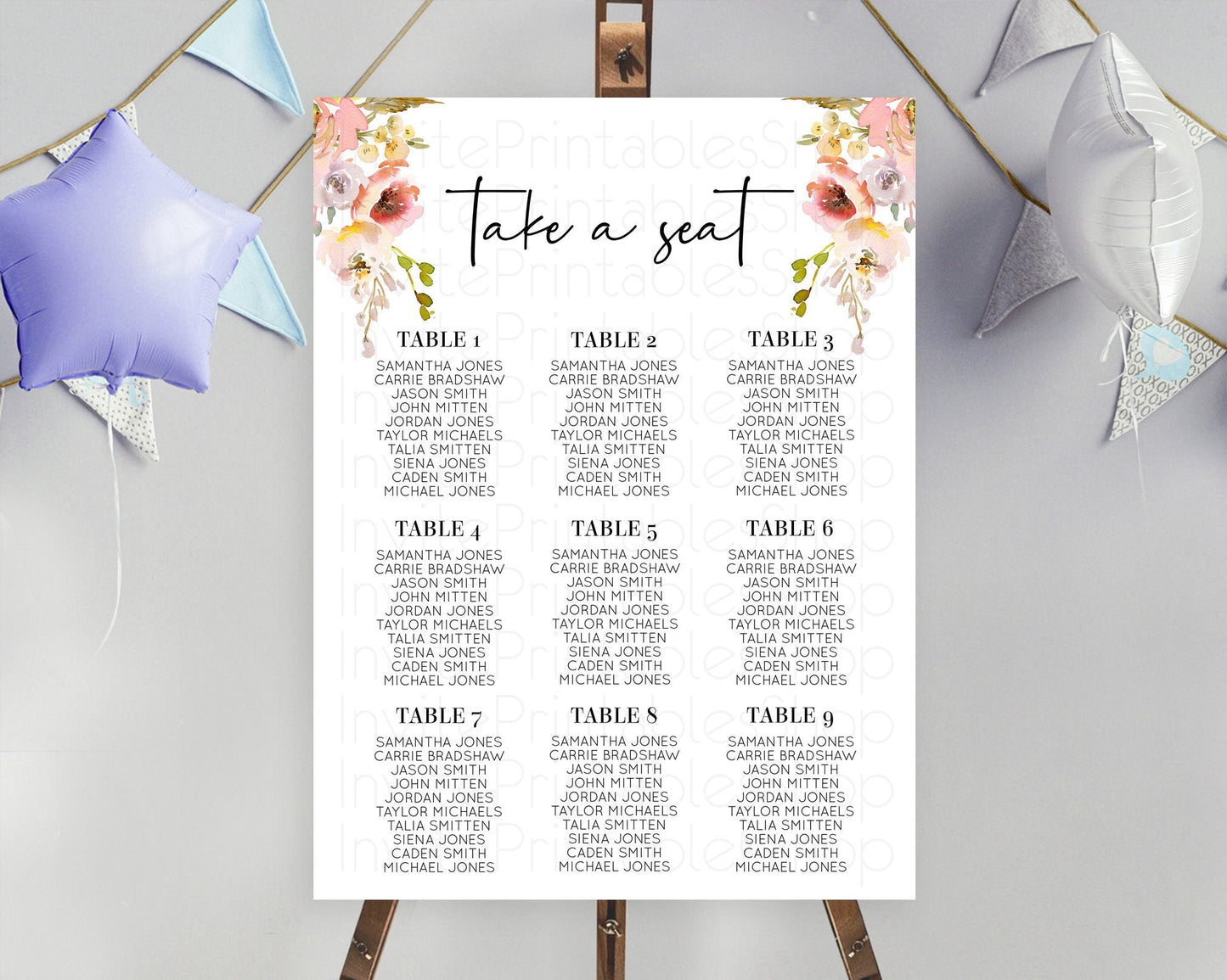 Secret Garden Seating Chart Wildflower Seating Chart Pastel Flowers Seating Chart Enchanted Garden Boho Floral Take A Seat Decor D10194