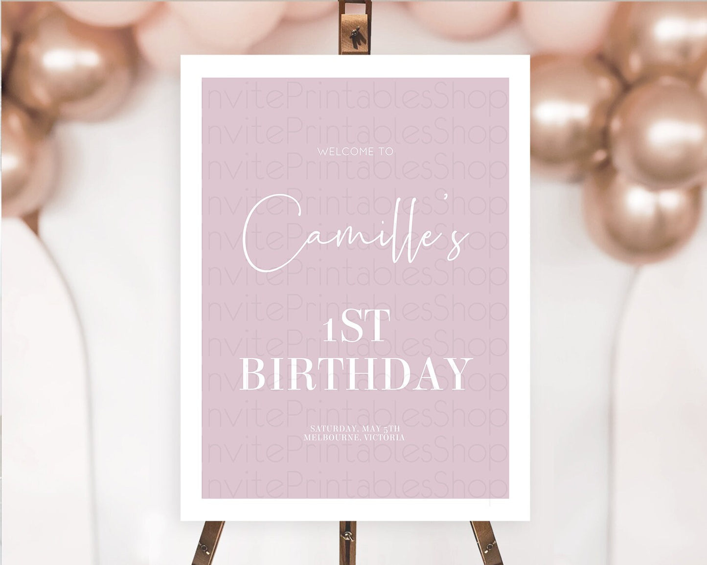 Pink Welcome Sign Plain Pink Welcome Board Minimalist Pastel Pink Welcome Poster Modern Pink First Birthday Welcome Sign D10940