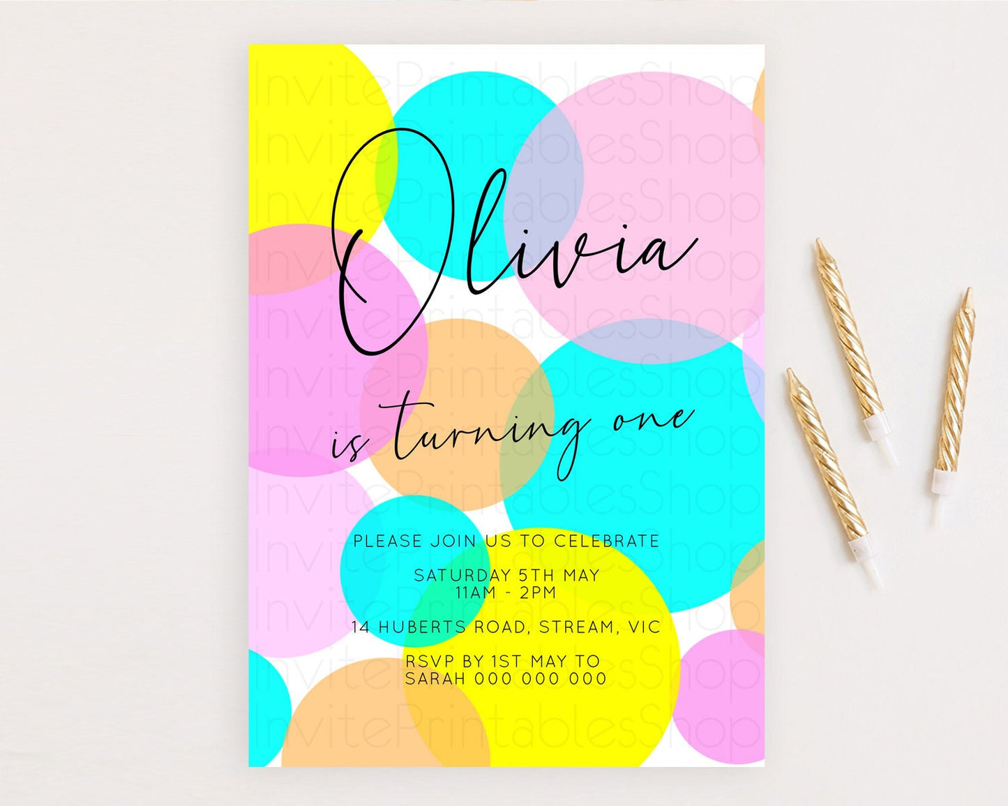 Pastel Birthday Invitation Pastel Confetti Birthday Invitation Bubbles Invitation Colorful Rainbow Confetti 2nd 1st First Birthday D10896