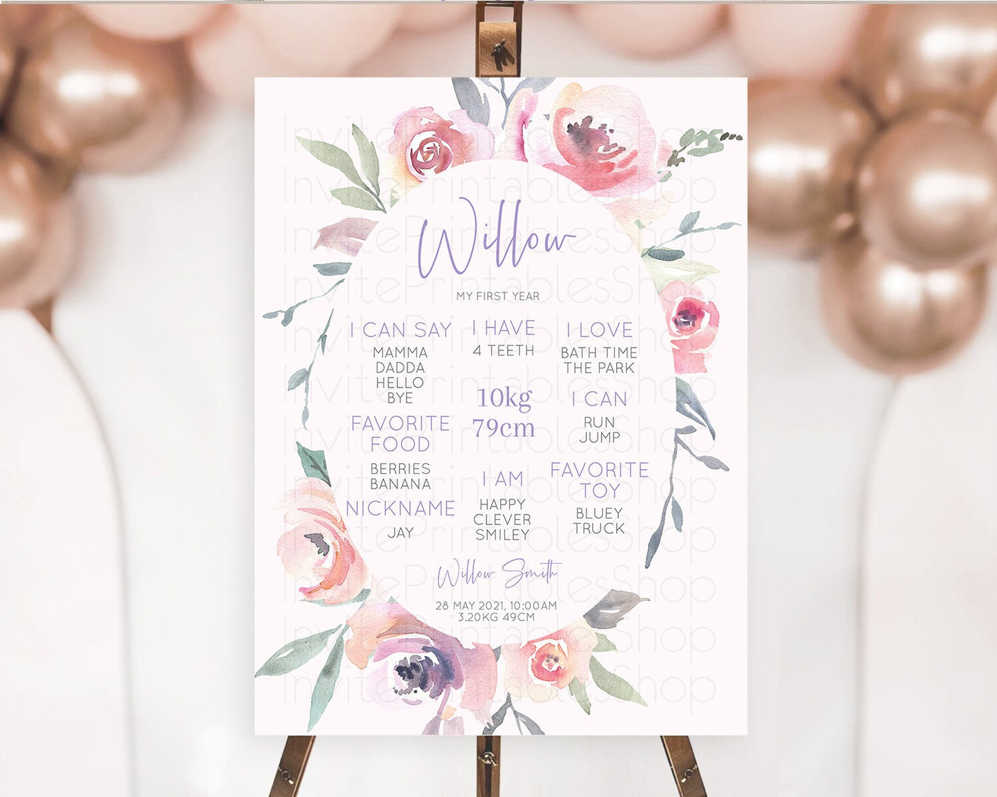 Secret Garden Milestone Board Wildflower First Birthday Milestone Poster Pastel Flowers Milestone Boho Wildflower 1st Birthday Sign D10222