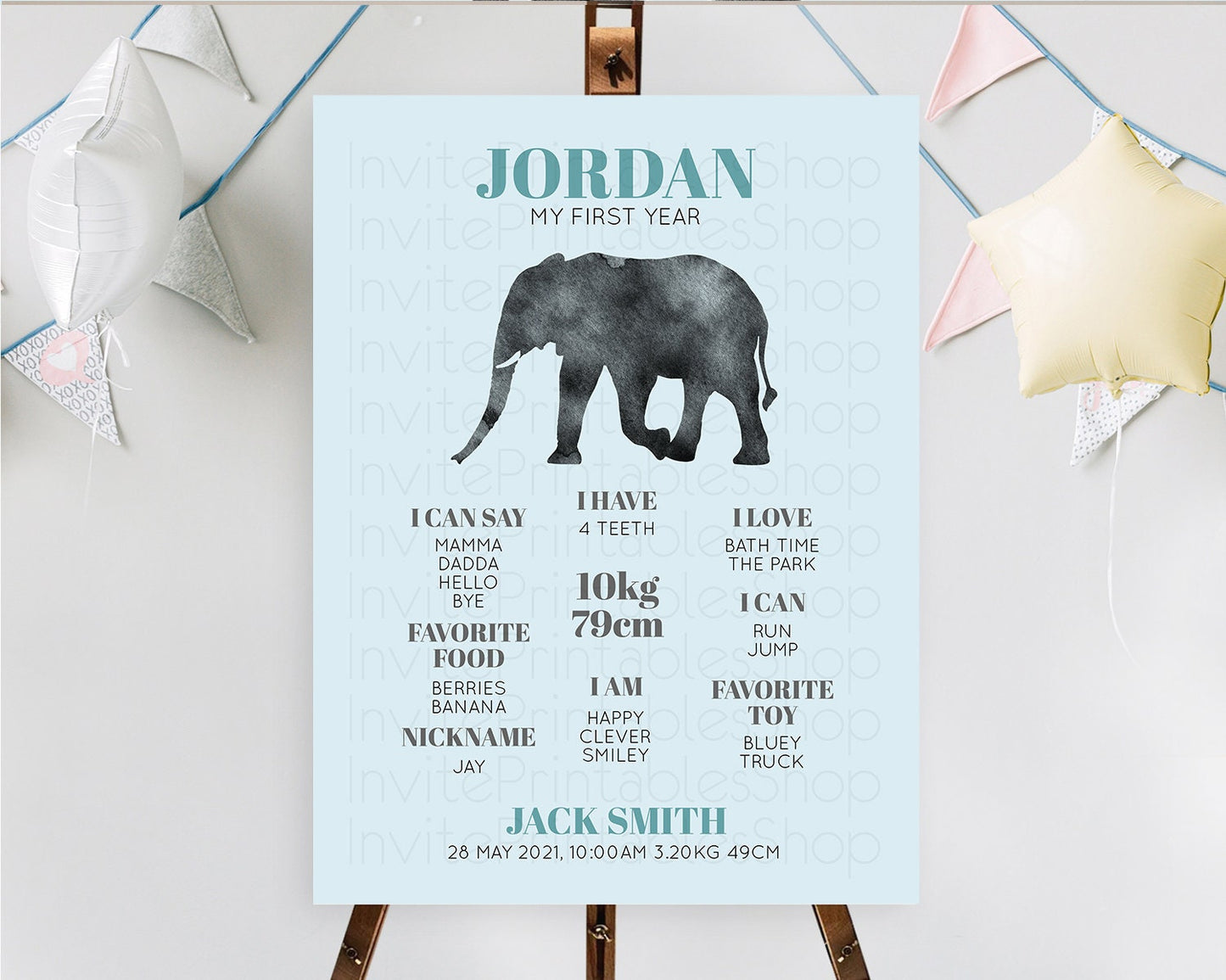 Elephant First Birthday Milestone Board Elephant Milestone Poster One Wild Year Safari Adventure Elephant Zoo Birthday Welcome Sign D10802