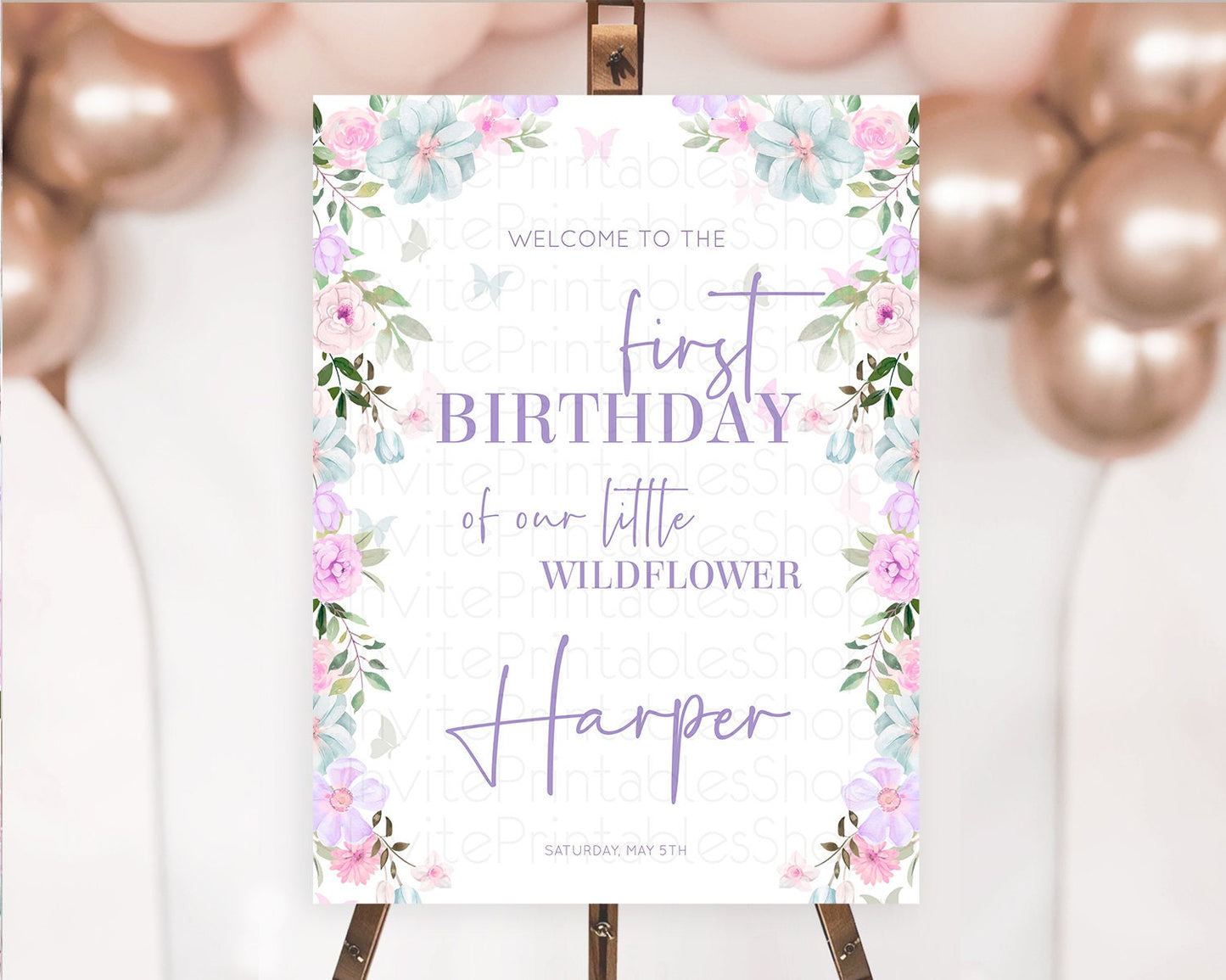 Secret Garden Welcome Sign Wildflower Welcome Board Pastel Flower Garden Welcome Poster Boho Wildflower First Birthday Welcome Sign D10494