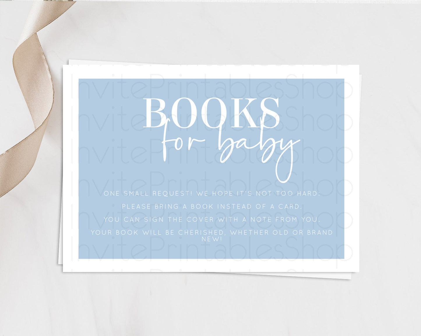 Blue Books For Baby Card Plain Blue Book Insert Minimalist Pastel Blue Book Card Blue Simple Baby Shower Book Poem Request D10734