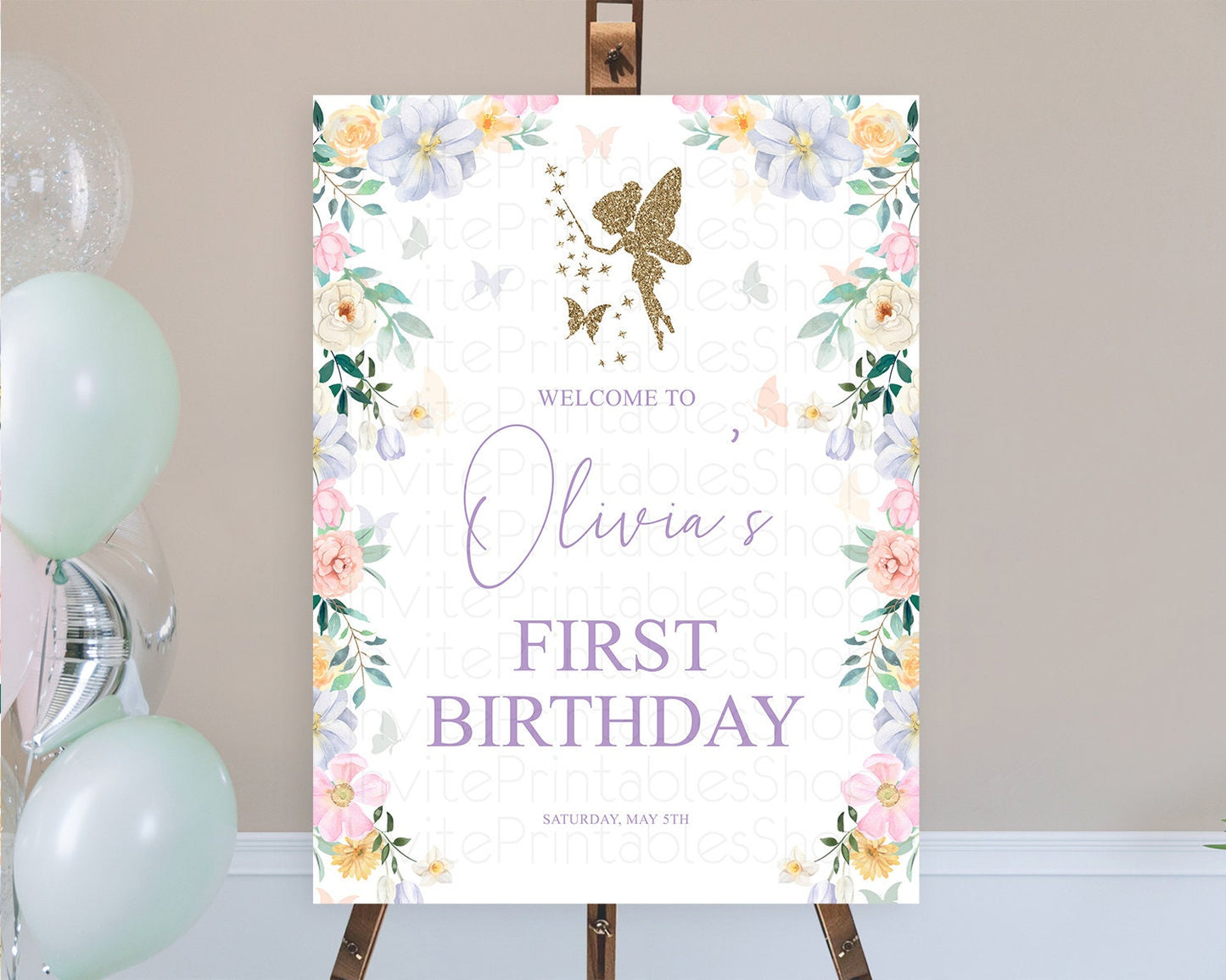 Fairy Welcome Sign Fairy Welcome Board Enchanted Garden Pastel Floral Butterfly Decor Secret Garden First Birthday Welcome Sign D10474