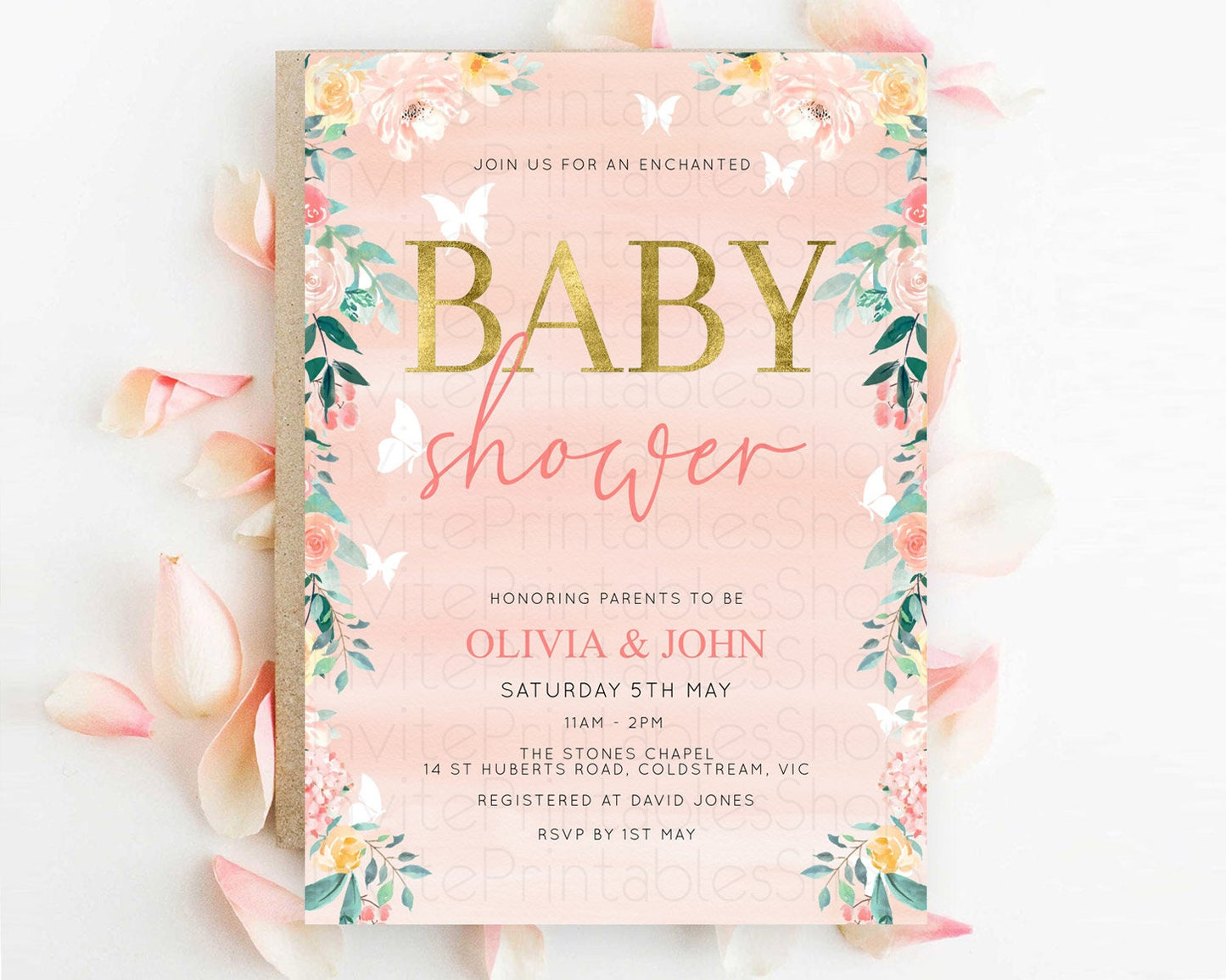 Editable Wildflower Baby Shower Invitation Secret Garden Baby Shower Invitat