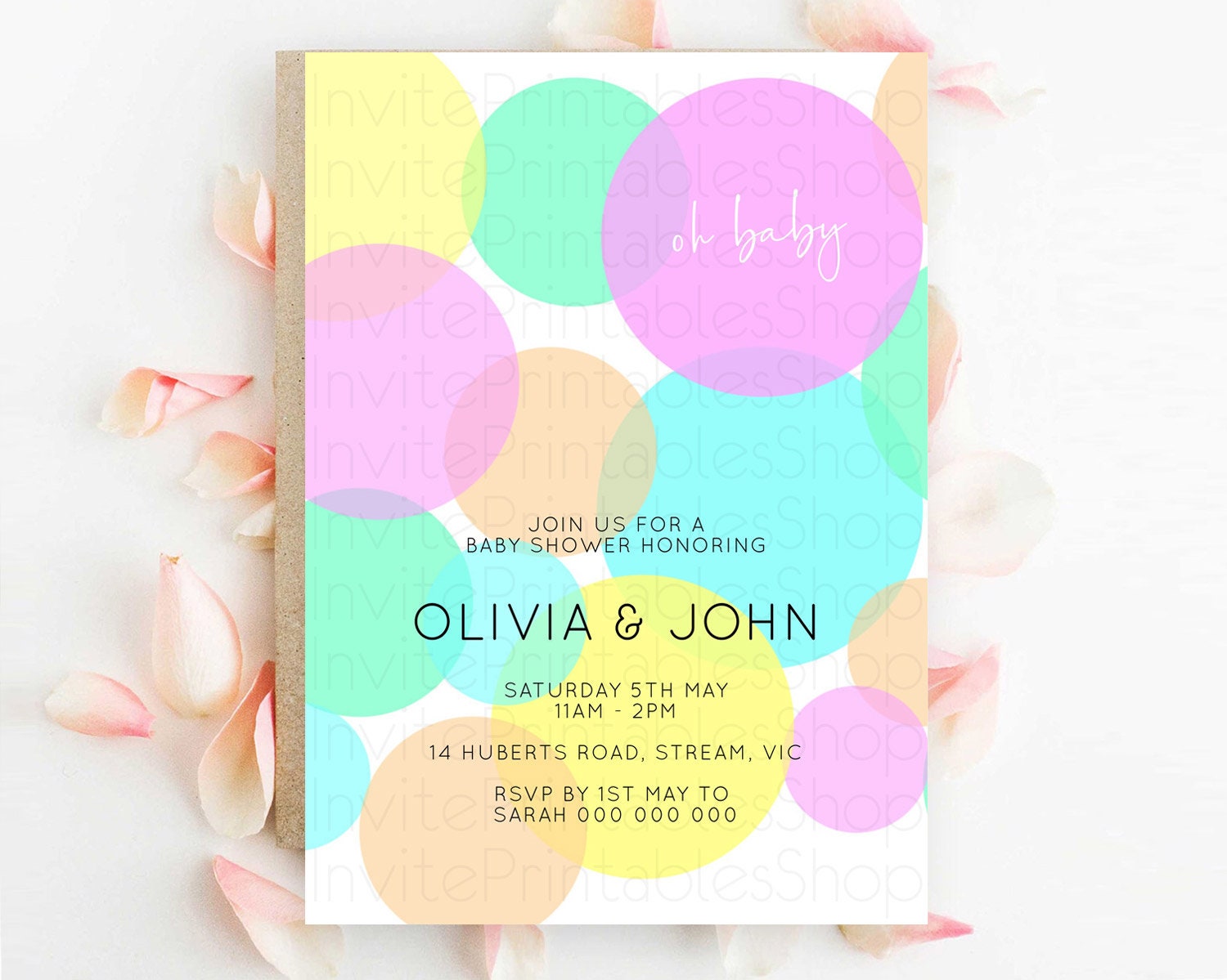 Editable Pastel Rainbow Baby Shower Invitation Pastel Confetti Invitation Sp