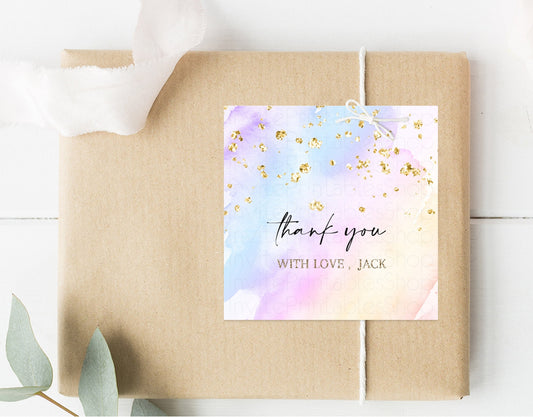 Editable Rainbow Watercolor Gift Tags Favor Tag Bonbonniere Thank You Lolly