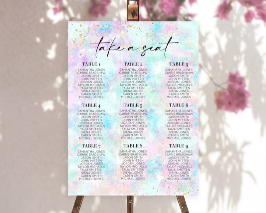 Editable Rainbow Seating Chart Pastel Seating Chart Colorful Pastel Watercol