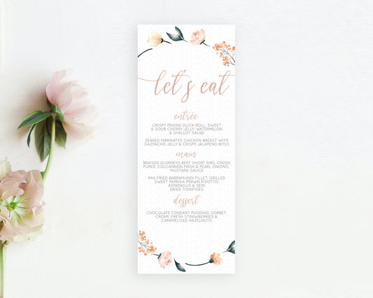 Editable Secret Garden Menu Wildflower Menu Template Pastel Flower Garden Ta