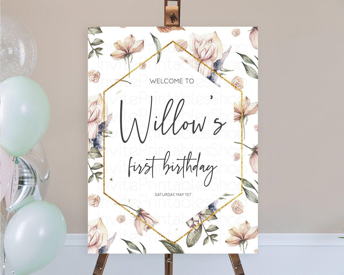 Secret Garden Welcome Sign Wildflower Welcome Board Pastel Flower Garden Welcome Poster Boho Wildflower First Birthday Welcome Sign D10504