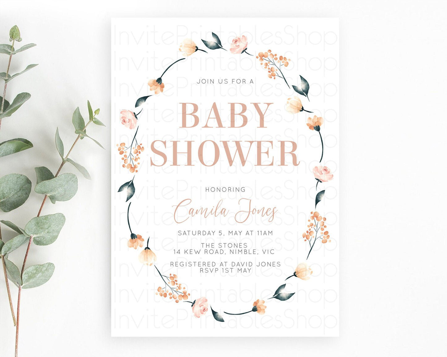 Wildflower Baby Shower Invitation Secret Garden Baby Shower Invitation Pastel Flowers Invite Enchanted Garden Shower Floral Theme D10240