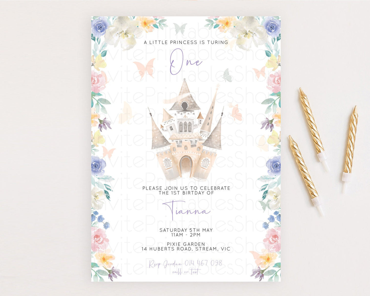 Editable Princess Birthday Invitation Castle Invitation Royal Birthday Fairy