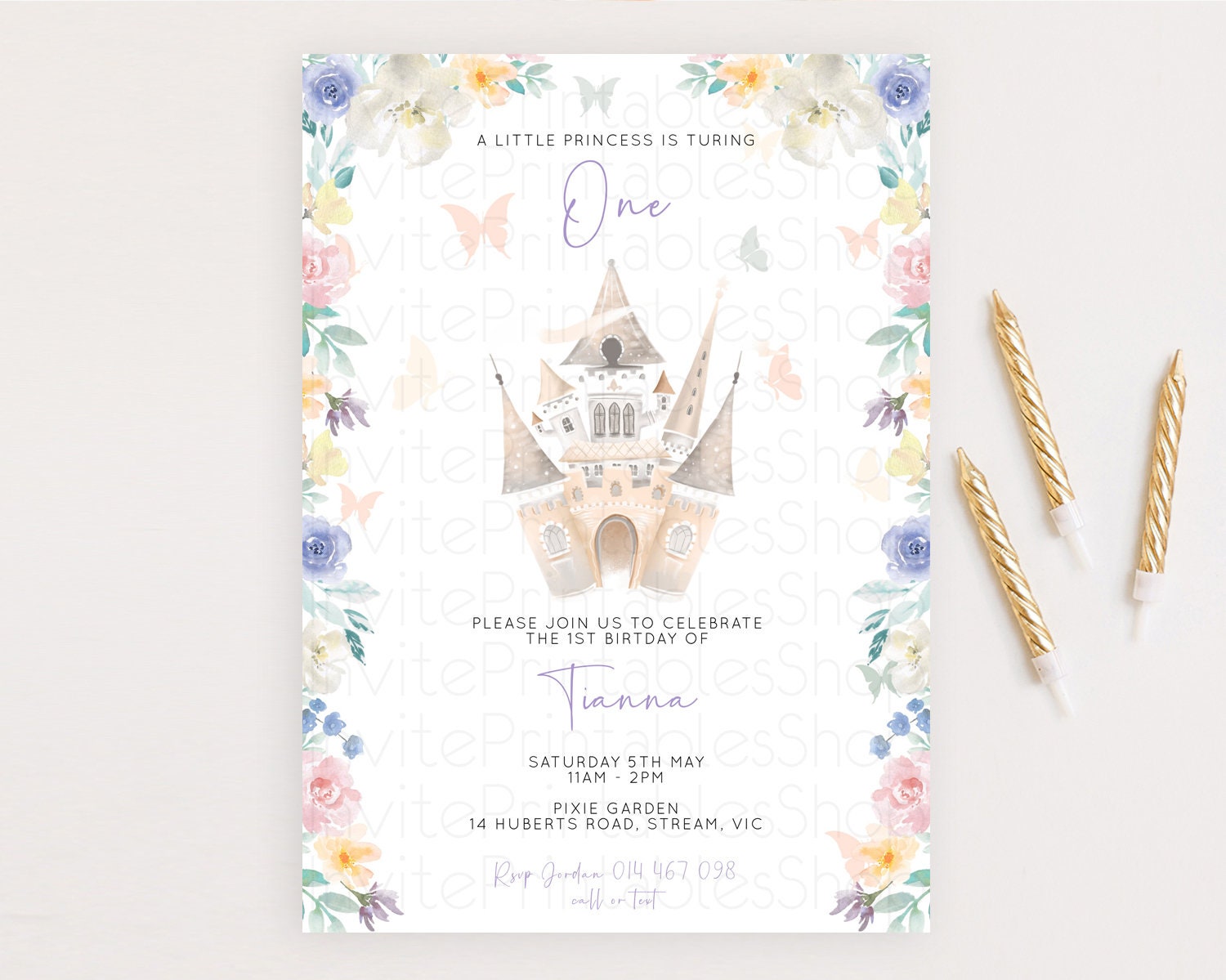 Editable Princess Birthday Invitation Castle Invitation Royal Birthday Fairy