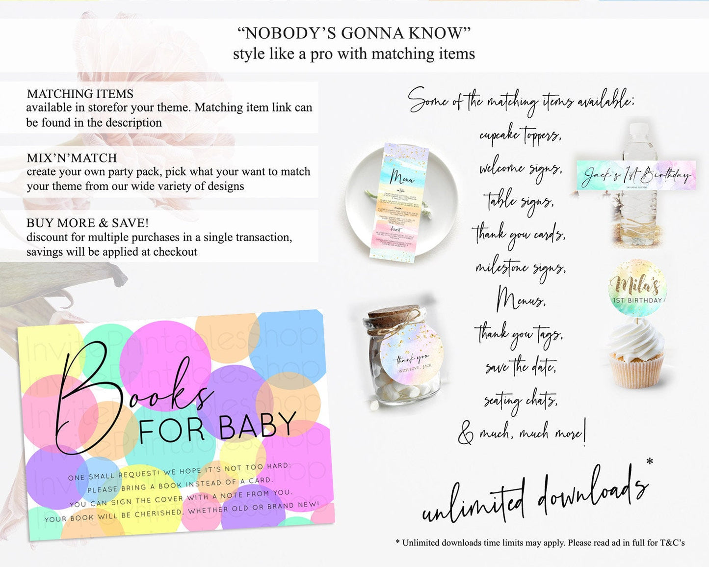 Rainbow Books For Baby Card Pastel Sprinkles Book Insert Pastel Rainbow Confetti Book Card Colorful Bubbles Pastel Book Poem Request D10888