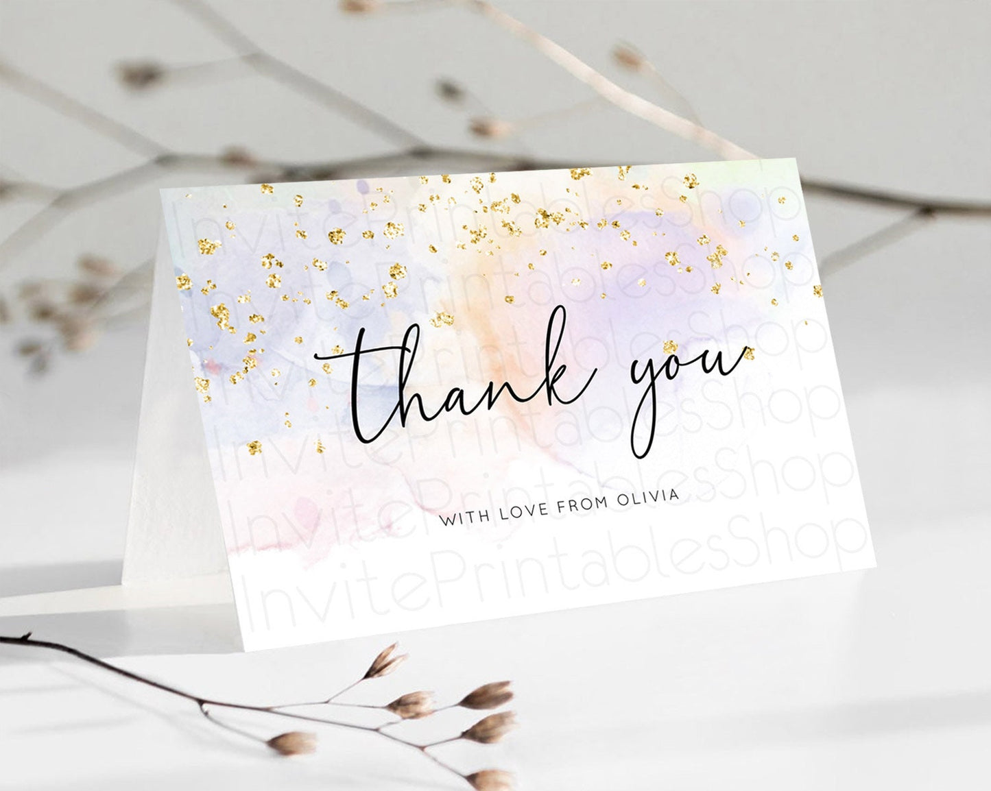 Editable Pastel Thank You Rainbow Thank You Card Colorful Pastel Birthday Th