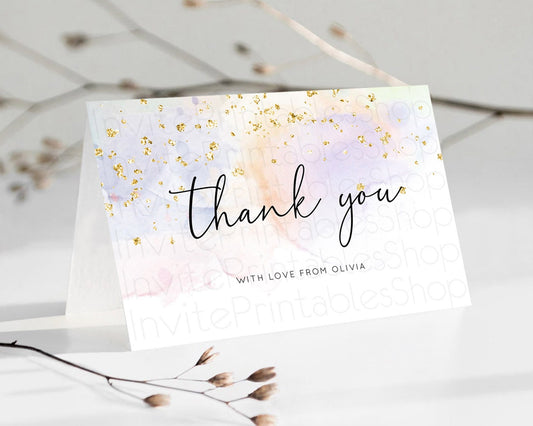 Editable Pastel Thank You Rainbow Thank You Card Colorful Pastel Birthday Th