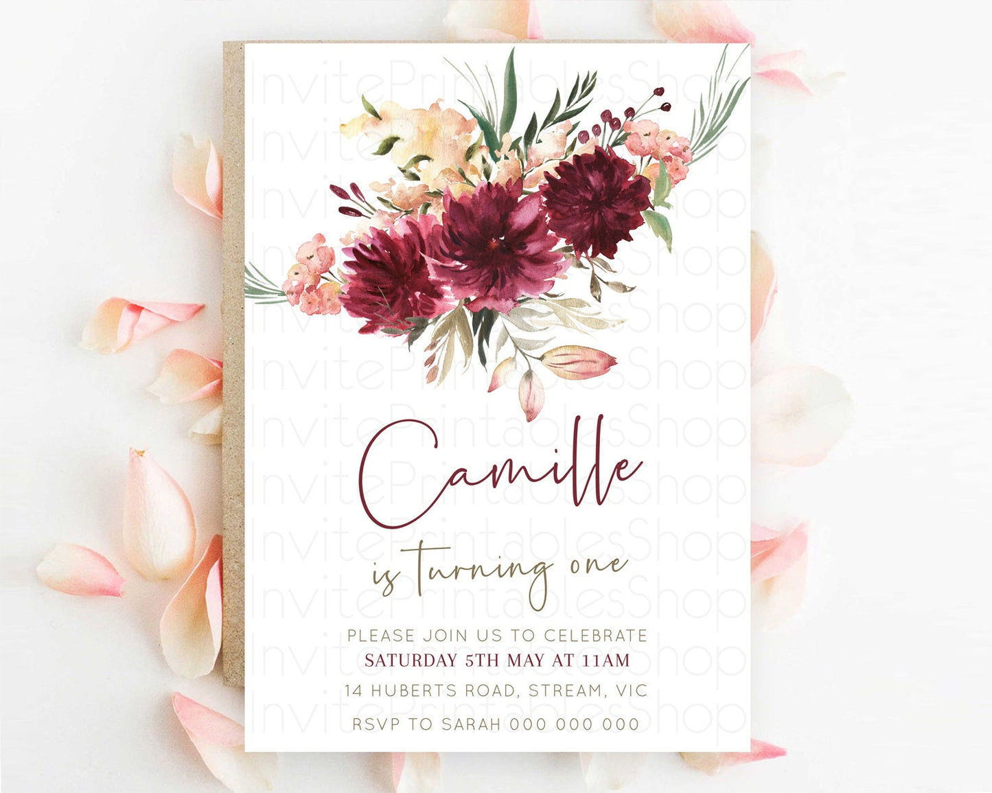 Secret Garden Invitation Wildflower Birthday Invitation Pastel Flowers Invite Enchanted Garden Boho Floral 3rd 2nd First Birthday D10685