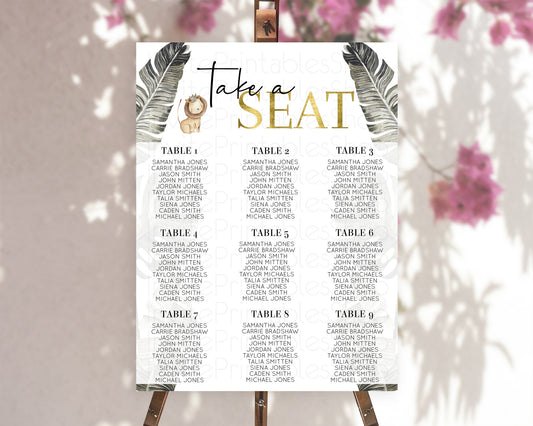 Editable Lion Seating Chart Safari Lion Seating Chart Modern Lion Party Deco