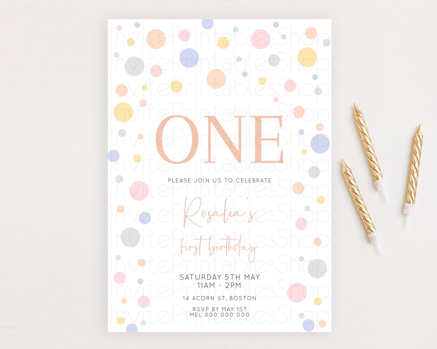 Pastel Birthday Invitation Pastel Confetti Birthday Invitation Bubbles Invitation Colorful Rainbow Confetti 2nd 1st First Birthday D10759