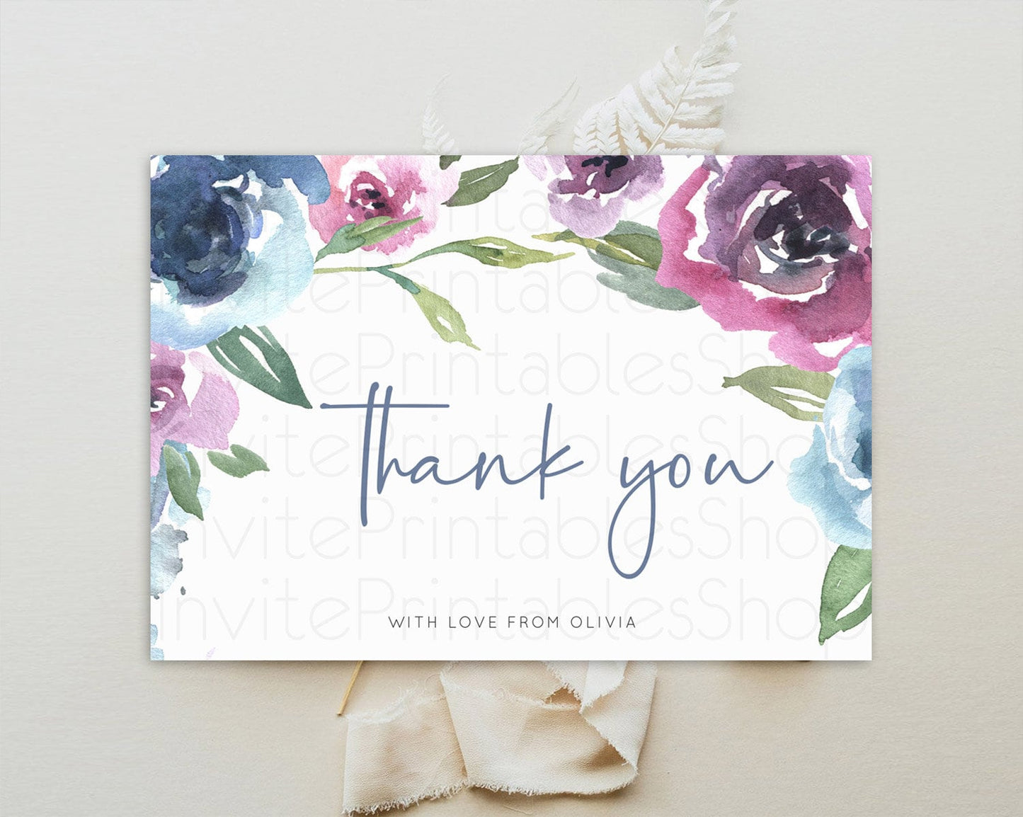 Secret Garden Thank You Wildflower Thank You Card Pastel Flower Garden Birthday Thank You Card Boho Floral Teacher Thank You Card D10780