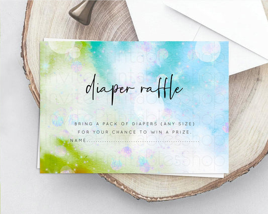 Editable Rainbow Diaper Raffle Card Pastel Diaper Insert Colorful Pastel Wat