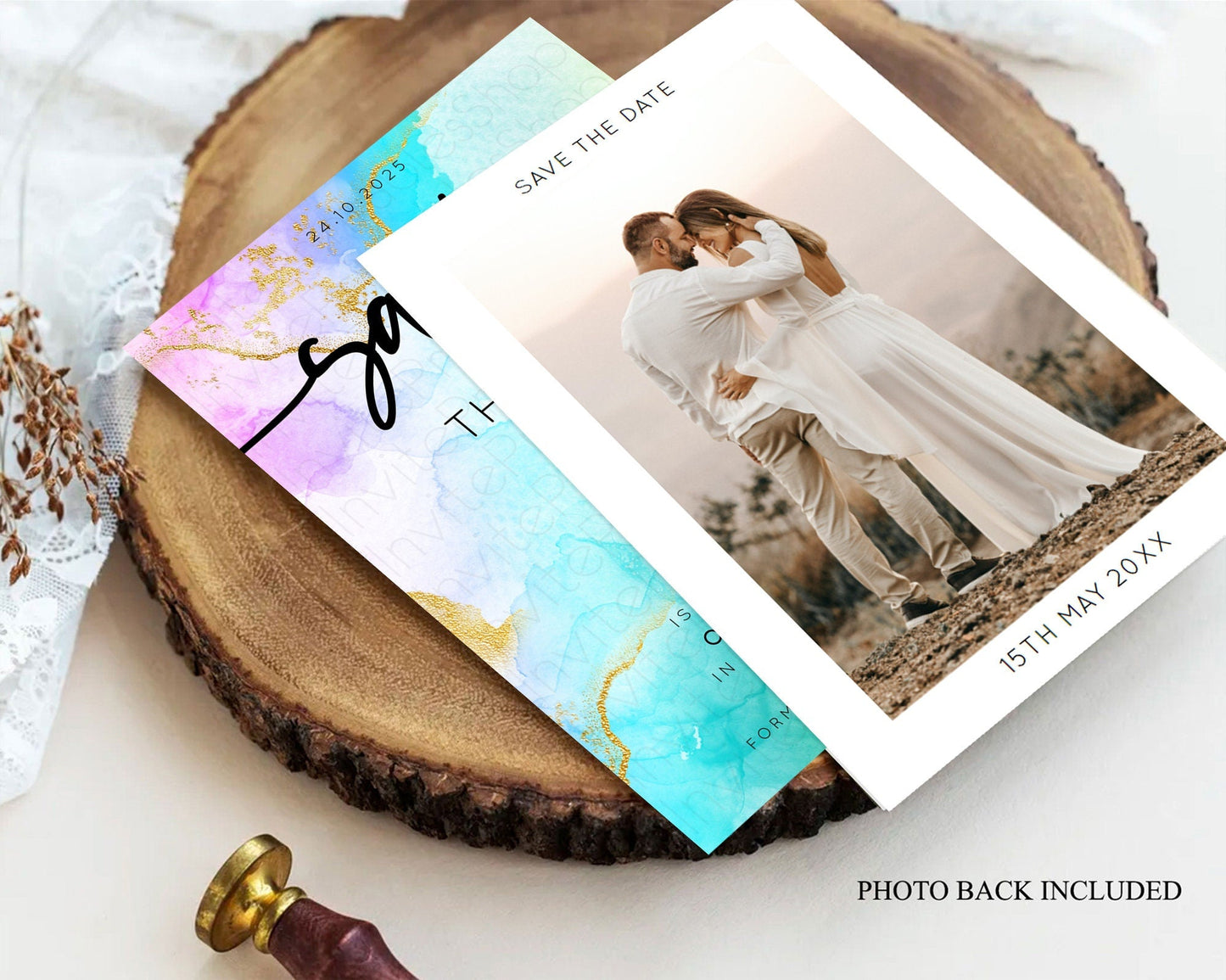 Pastel Save The Date Template Pastel Ombre Rainbow Watercolor Colorful Party For Birthday Baptism Baby Shower Wedding Bridal Shower D10390