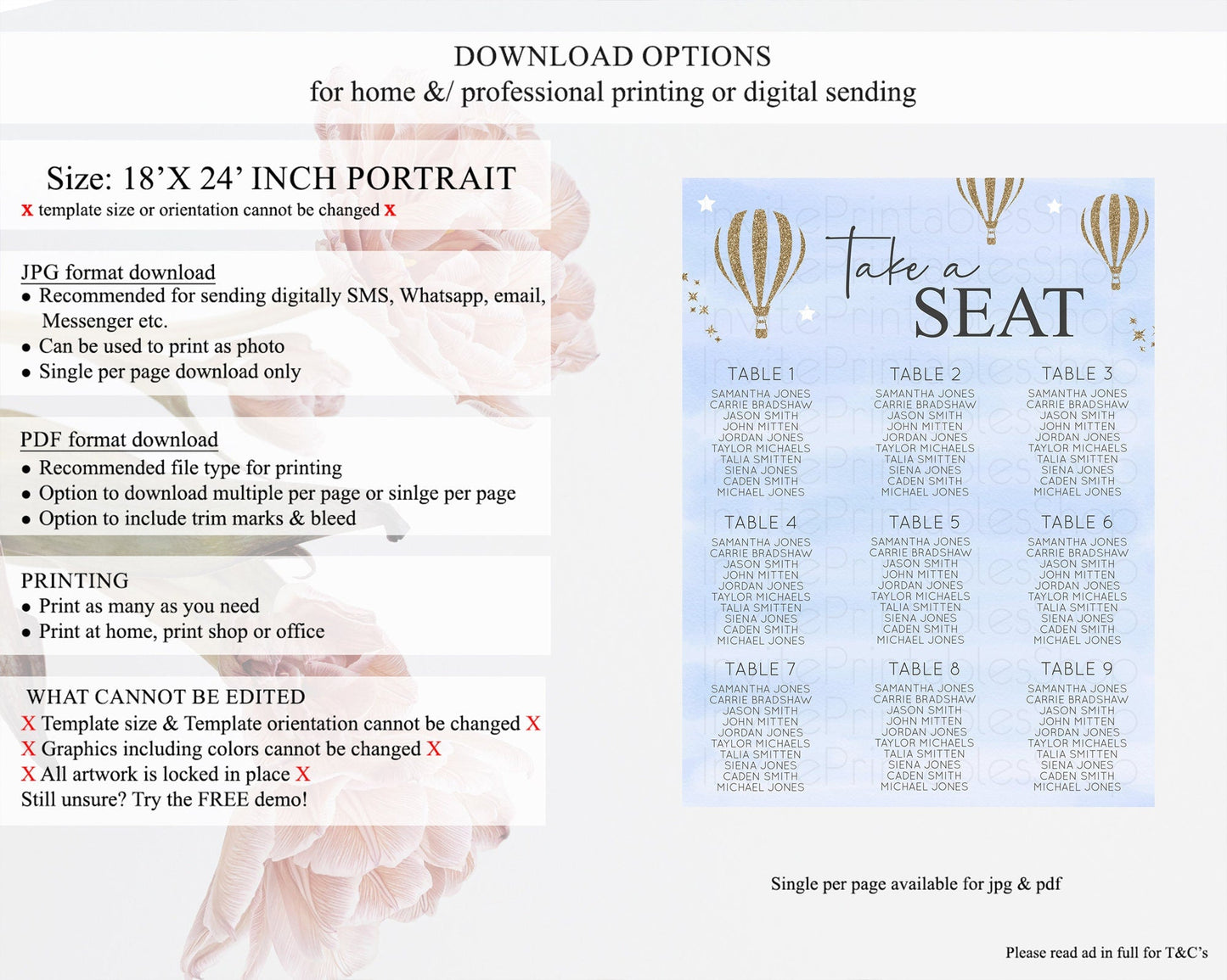 Hot Air Balloon Seating Chart Hot Air Balloon Seating Chart Adventure Awaits Up & Away Glitter Blue Watercolor Seating Take a Seat D10333