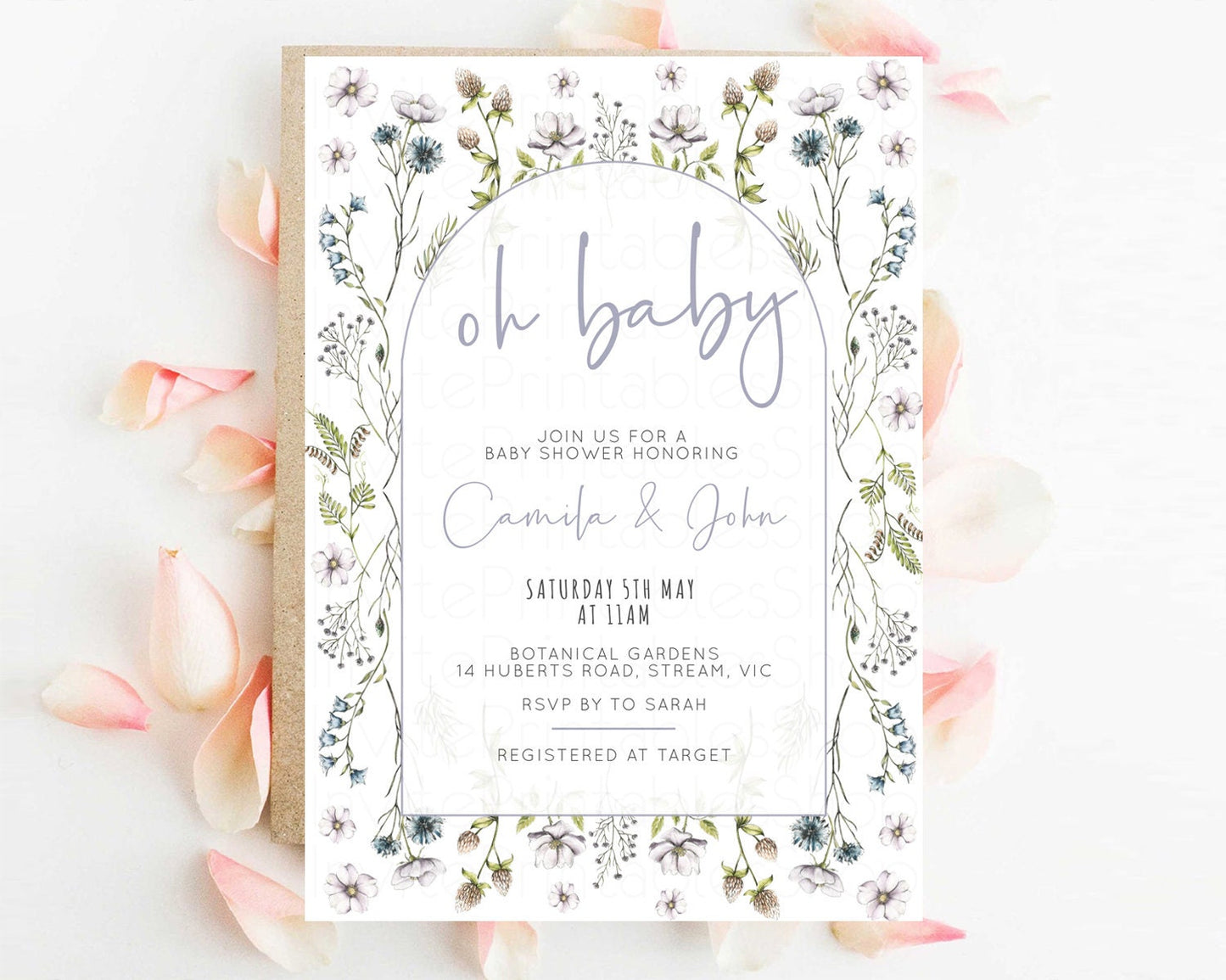 Secret Garden Baby Shower Invitation Enchanted Garden Shower Invitation Whimsical Floral Shower Boho Botanical High Tea Party Wildflower 587