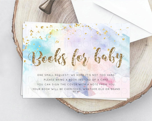 Editable Pastel Books For Baby Card Pastel Rainbow Book Insert Colorful Ombr