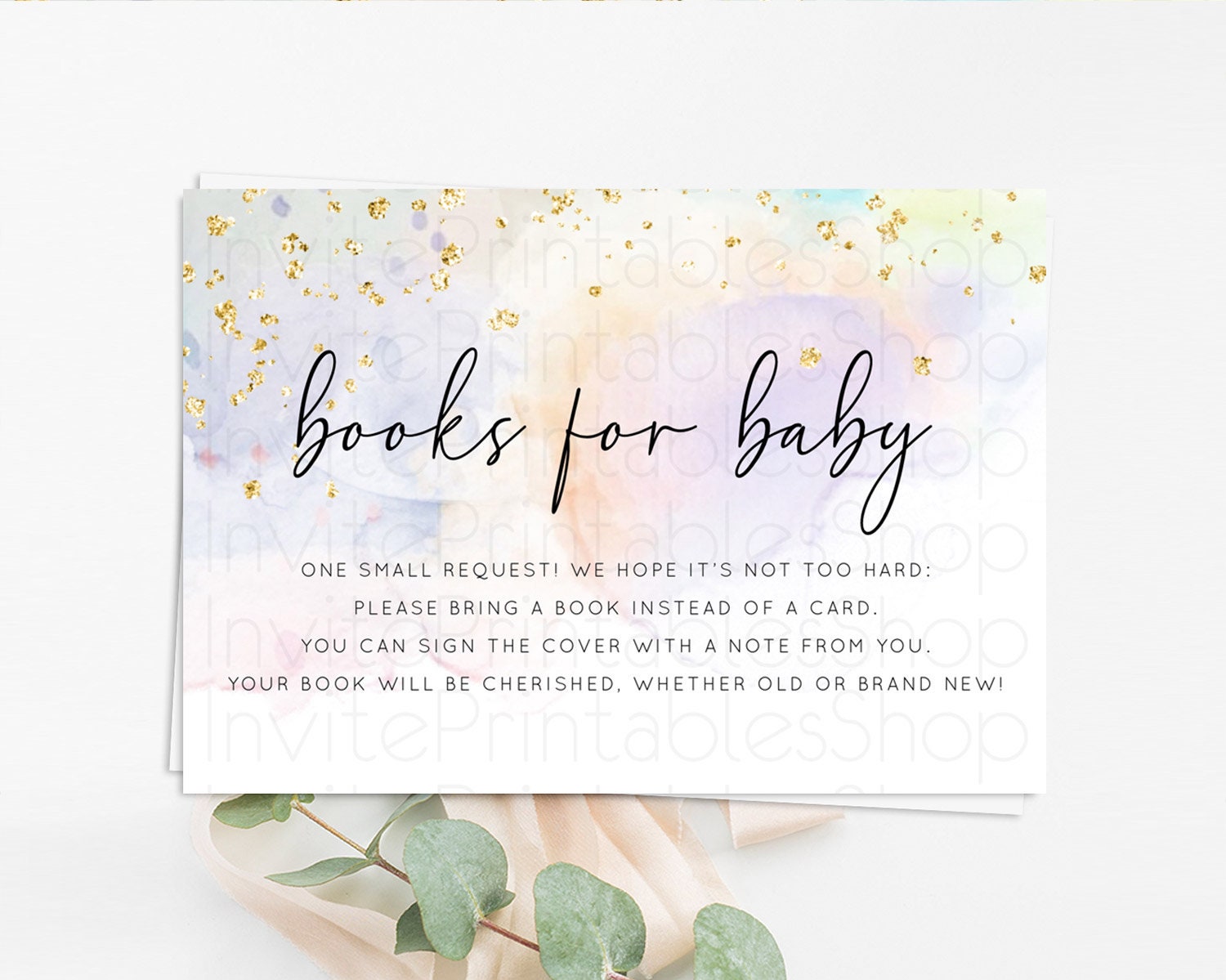 Editable Pastel Books For Baby Card Pastel Rainbow Book Insert Colorful Ombr